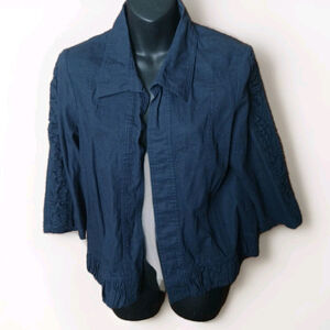 Christopher and Banks Linen Jacket Women's Large Navy Blue
